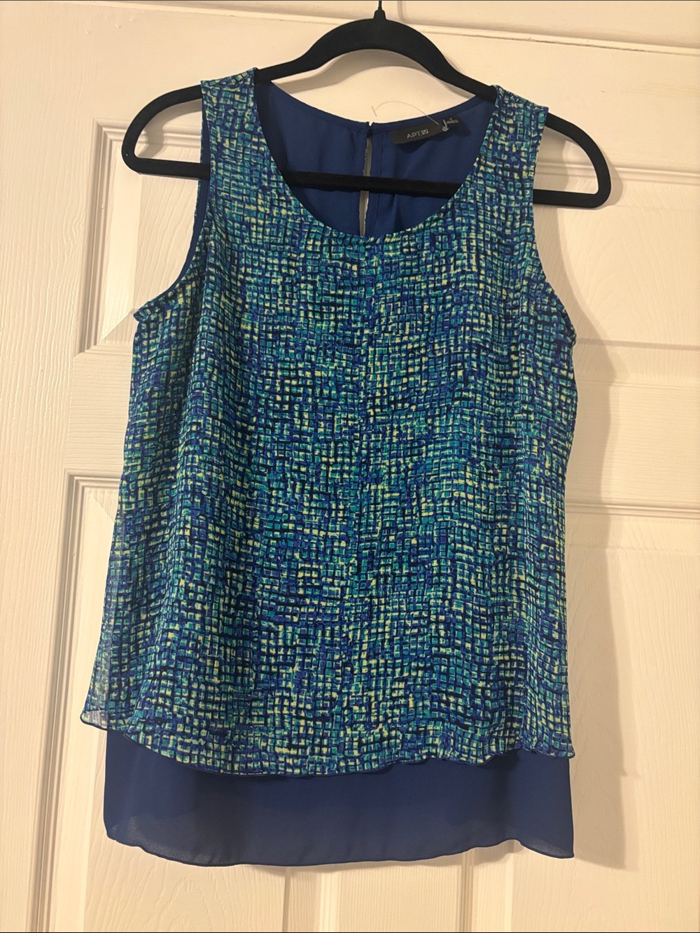 Apt. 9 Blue & Teal Patterned Layered Sleeveless Top